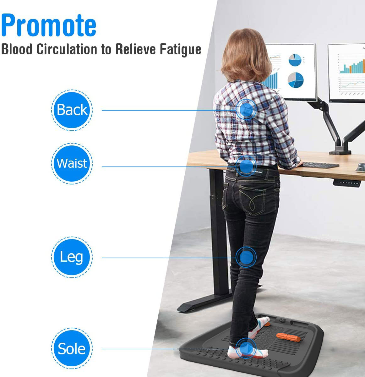 Not Flat Ergonomic Mats Massage Acupressure Standing Desk Anti Fatigue Mat