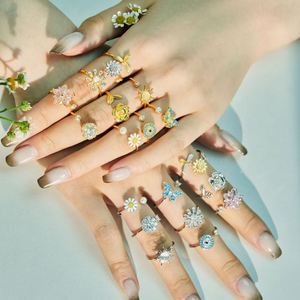 Dylam New Design Solid <b>Sterling</b> <b>Silver</b> Rhodium 18K Gold Rotatable Spinning Anxiety Evil Blue Eyes <b>Adjustable</b> 5A Zirconia <b>Rings</b> - Product Image 2