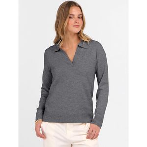 Pull en maille léger à col en V et manches longues pour femme – Tenue basique décontractée d'automne - Product Image 2