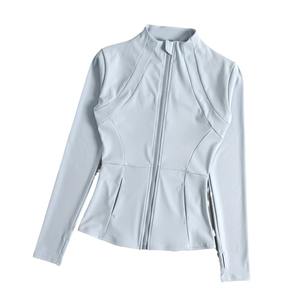 Vestes de sport pour femmes, vêtements de yoga, manches longues, fermeture éclair intégrale, col montant, hauts de yoga, vêtements de sport slim - Product Image 5