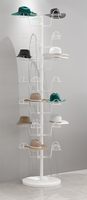Présentoir pour chapeaux, Base ronde et en métal, support de rangement amovible et rotatif, réglable en hauteur, noir et or