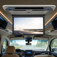 Moniteur de voiture Android 21,5 pouces rabattable pour montage au plafond, 1920*1280, Android 14, WiFi, télécommande, écran d'affichage TV pour montage au plafond