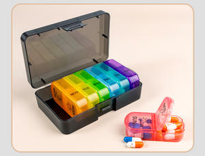 トレンディなプレミアムブラックカラフルな飲用7日間14コンパートメントピル収納ボックス週<span class=keywords><strong>2</strong></span>回アウターケース付きピルオーガナイザー - Product Image 2