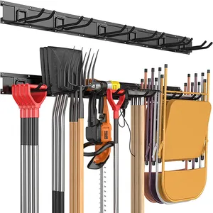 Jh-mech système de supports de rangement d'outils étagère renforcée crochets de montage muraux robustes jardin Garage organisateur de stockage d'outils