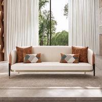 Ensemble de canapés modulaires YUANCHANG en similicuir, style italien moderne et luxueux, avec accoudoirs droits, en bois de larch et d'eucalyptus, pour salon