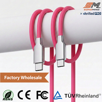 Kabel USB C Silikon Fleksibel 60W PD Asli, Pengisian Cepat 3A, Konduktor Tembaga Murni Berbahan Aluminium Alloy untuk Komputer IOS (Grosir)