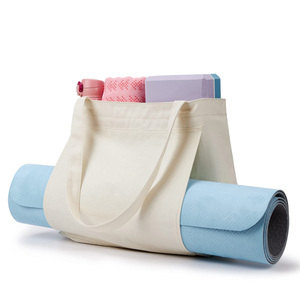 Wholesale Custom Logo Eco-friendly <b>Reusable</b> Large Blank Tote Yoga Mat <b>Bag</b> with Shoulder Handle Cotton Canvas - Product Image 1