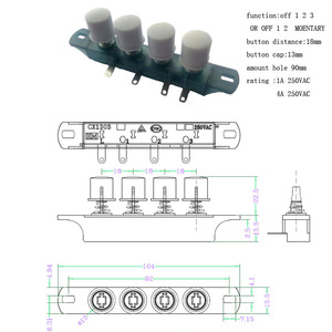 4 Nút <span class=keywords><strong>3</strong></span> Tốc Độ 4A 250V Brass Chuyển Đổi Điện Cho Các Thiết Bị Nhà Kim Loại <span class=keywords><strong>Fan</strong></span> Máy Ép Trái Cây 4 Vị trí L-1 L-2 Điện Tử Nhựa - Product Image 5