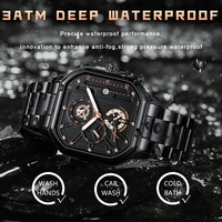 Montre Top Poedagar pour homme 628, montre-bracelet à quartz pour homme, étanche, non chronographe, acier, mode, montre à double fuseau horaire pour homme