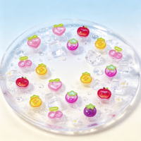 Breloques 3D en résine transparente à paillettes pour ongles, motifs fruits mignons (Pêche, Pomme, Cerise, Mangoustan), mini décorations pour ongles, manucure DIY sucrée