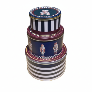 Juego de 3 Recipientes de Almacenamiento Cilíndricos de Metal de la Colección Evle Nutcracker Parade - Product Image 2