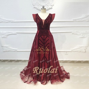 Ruolai OEV-L4234 Abito <span class=keywords><strong>da</strong></span> <span class=keywords><strong>Sera</strong></span> Lungo Verde Scintillante con Scollo a V e Maniche Corte, Elegante e Lussuoso per Donne - Product Image 4