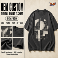 T-shirt Streetwear Oversize Personnalisé à Impression Numérique, 260g, 100% Coton Jersey, Col Rond, OEM, Respirant, pour Homme