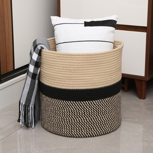 wholesale rope basket cotton custom logo cotton rope laundry storage baskets with handle suitable