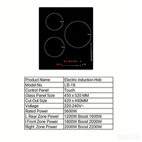 Table de cuisson à induction encastrable 3 zones 5600W, commande tactile, cuisinière électrique moderne pour petite cuisine
