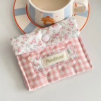 Trousse de maquillage compacte en polyester rouge rose à motif dessin animé, avec fermeture éclair, organiseur de toilette, étui de beauté à carreaux