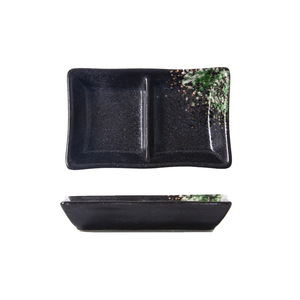 Plato de Salsa de Soja de Cerámica de Diseño Japonés Ecológico Personalizado, Forma Rectangular, Dos Compartimentos, Plato Japonés de Porcelana con Doble Compartimento - Product Image 6