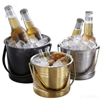 Seau à glace de luxe en acier inoxydable avec poignées, double paroi isolée sous vide, bac à boissons en métal de qualité 304 pour les fêtes