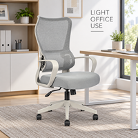 Chaise de bureau ergonomique moderne à dossier haut incurvé en maille avec accoudoirs à boucles et roulettes pour bureau, maison, espace de travail et salle de réunion