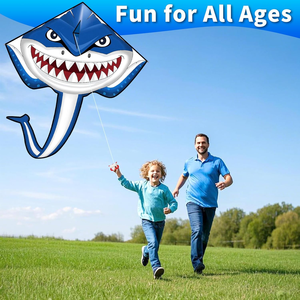 Cometa de Dibujos Animados de Animales, Tiburón, de Poliéster, Colorida, para Actividades al Aire Libre, Venta Directa de Fábrica, Personalizada, para Niños - Product Image 4