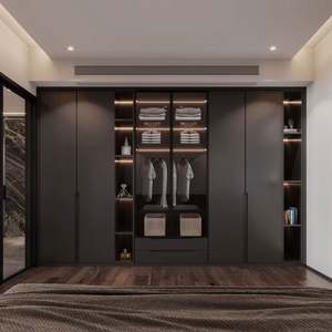 Custom New Design <b>Wall</b> Wardrobe with Wooden Glass Door Swing Cabinet <b>Bedroom</b> Clothes Organizer - Product Image 3