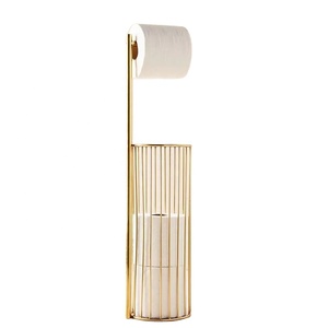 Modern Free-Standing Gold <strong>Metal</strong> Wire Storage <strong>Rack</strong> US Style Design Floor-Mounted <strong>Toilet</strong> Paper Roll Holder for Bathroom - Product Image 1