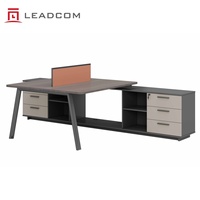 Bureau de travail en banc pour employés LEADCOM G-FN624B, bureau de direction écologique E0 avec armoire de rangement intégrée