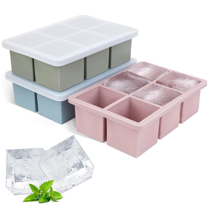 BPA ฟรีถาดทำน้ำแข็งซิลิโคนเกรดอาหารเครื่องทำน้ำแข็งใสแบบถอดง่ายแม่พิมพ์ก้อนน้ำแข็งซิลิโคนพร้อมฝาปิด - Product Image 1