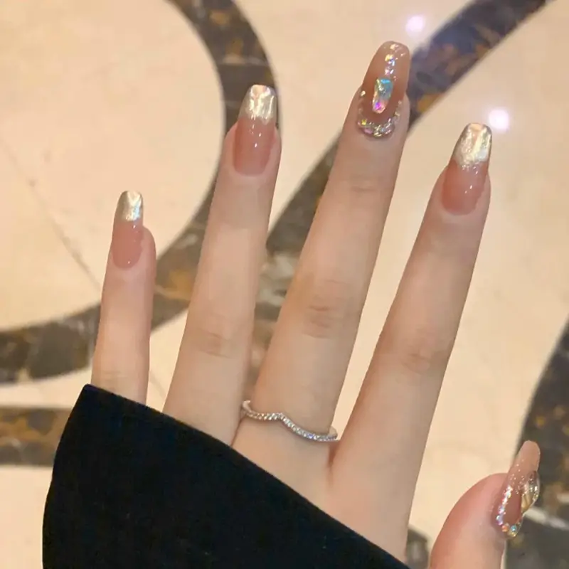 Bara acrilico stile francese unghie artificiali Nail Art unghie finte di lusso personalizzate premere sulle unghie