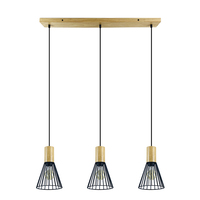 Suspension LED en bois style cage E27, design nordique moderne et rétro, pour salle à manger, modèle 2022, au meilleur prix