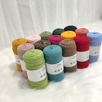 Direct Wholesale Sale 100% Polyester Hand-Woven T-Shirt Yarn 200g High Elasticity Fabric Strips Dyed DIY Knitting Carpet Yarn
