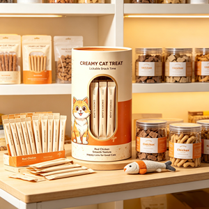 Custom printed round paper tube PVC window eco‑friendly pet cat <b>treat</b> paper can recyclable cylinder <b>box</b> for cat snack packaging - Product Image 6