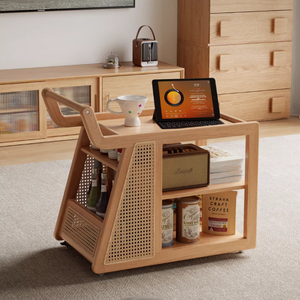 Table d'appoint pratique en bois massif avec étagère de rangement à <span class=keywords><strong>3</strong></span> niveaux, table d'appoint étroite, chariot <span class=keywords><strong>utilitaire</strong></span> roulant avec roulettes pour la maison, petits espaces - Product Image 3