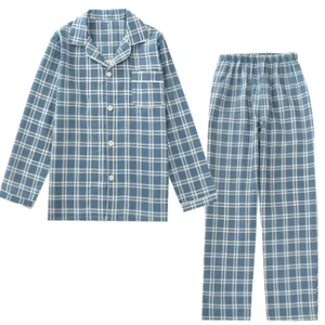 <span class=keywords><strong>Pigiama</strong></span> Termico da <span class=keywords><strong>Uomo</strong></span> Taglie Forti, Traspirante, con Stampa, Maniche Lunghe, Scollo a V, Casual, in Maglia di Cotone a Doppia Garza, Pantaloni a Quadretti - Product Image 3
