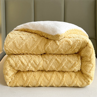 Couverture réversible en velours taffetas et sherpa, couverture de luxe double face épaisse pour l'hiver, couverture en polaire douce et chaude pour lit