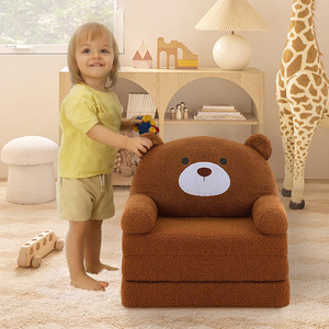 Children's Plush Bear <b>Sofa</b> Chair With Handrails For 2 To 4 Years Old <b>Kids</b> Soft Fabric High Elasticity Foam Filling - Product Image 1