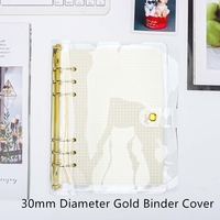 Couverture de classeur A5 en PVC transparent, rechargeable, pour carnet, diamètre 25 mm ou 30 mm, couverture de planificateur à 6 anneaux
