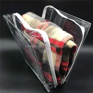 Bolsa de pvc con cremallera transparente, respetuoso con el medio ambiente, para almacenamiento de sábanas, almohadas, toallas, de plástico transparente