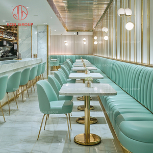 Set di Arredamento Moderno <span class=keywords><strong>per</strong></span> Hotel, Caffetterie <span class=keywords><strong>e</strong></span> Ristoranti: <span class=keywords><strong>Tavoli</strong></span> con Piano in Marmo, <span class=keywords><strong>Sedie</strong></span> Verde Chiaro <span class=keywords><strong>e</strong></span> Divanetti Verdi Curvi Abbinati - Product Image 6