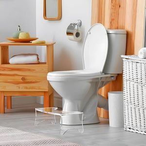 Bangku Toilet Akrilik Transparan Tahan Lama, Mudah Dibersihkan, untuk Anak-anak dan Dewasa, Rak Pajangan Kamar Mandi Transparan - Product Image 1