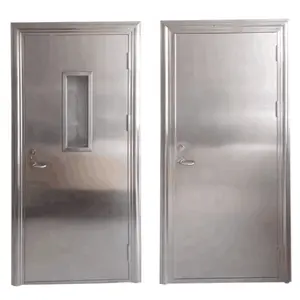 Guangzhou stainless steel fireproof exterior doors whole set,90mins steel fireproof door with panic push bar