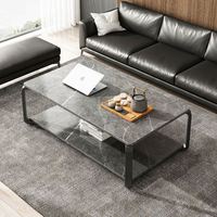 Table basse extensible en métal à 2 niveaux, motif marbre personnalisé, design moderne et luxueux pour salon, design simple