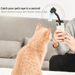 Jouet photo pour animaux de compagnie (chats, chiens, petits animaux) – Support de téléphone portable multifonctionnel en plastique à motif de dessin animé avec clip selfie - Product Image 3