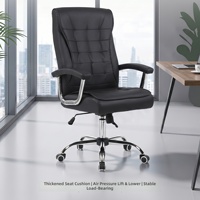 Chaise de bureau exécutive ergonomique en cuir PU Yazhi avec fonction inclinable, soutien lombaire, cadre en bois, pieds en acier - Moderne