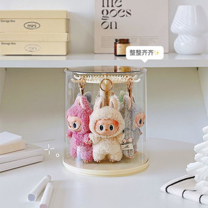 Rotatable Figurine Storage Display Rack Creamy Yellow Creamy White Solid Color Hobby Display Case - Product Image 3