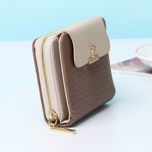 Wholesale New Fashion <b>Ladies</b> Luxury RFID <b>Wallet</b> Purses PU Coin Purse Open Closure Short Thread Pattern Polyester for Women - Product Image 2