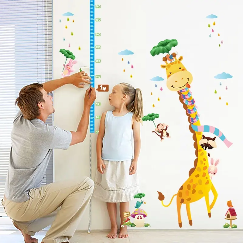 SK9030 Children Livingroom Animal Height Wall Sticker Kids cute Giraffe Height Chart Classroom decorations
