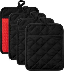Mitaines de four en <span class=keywords><strong>silicone</strong></span> en tissu de coton maniques antidérapantes avec poche pour la cuisson à domicile Logo personnalisé imprimé Design élégant - Product Image 1