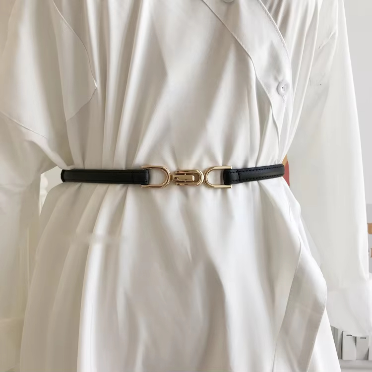 Women Belt Stretch Elastic Wide Waist Lady Dress Waistband Metal Buckle Casual E - Foto 4