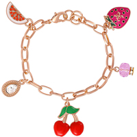 Gemnel Chunky Cute Sieraden Verguld Messing Fruit Hangertje Armband met Emaille